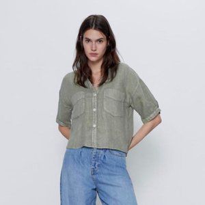 Zara Green Linen Shirt